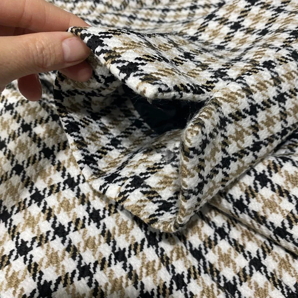 Kasper Blazer Women's 14 Houndstooth‎ Collarless Open Front Jacket Old Money